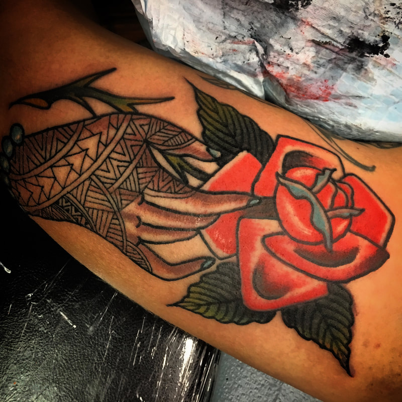 FRANK CHAVEZ - HAND WITH ROSE TATTOO